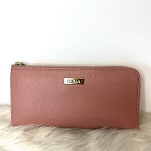 Furla Pink leather classic zippered wallet New with tag